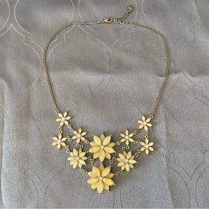 Costume Jewelry Floral Semi Yellow/Gold and Clear Flowers Statement Necklace